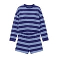 thumbnail image 6 of LEKWK Womens Athletic Sets Striped Preppy Activewear 2 Piece Workout Sets Long Sleeve Top And Shorts Golf Gym Sporty Running Matching Set, 6 of 6