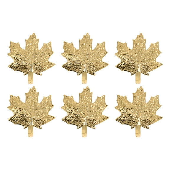 GOOHOCHY Leaf Napkin Rings for Table Decoration Stainless Steel Elegant Design 6 Pieces
