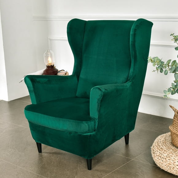 Transformative Wing Chair Slipcovers, Super Soft Velvet Stretch Wingback Chair Cover for Living Room Decor