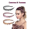 thumbnail image 7 of 3 Set Zig Zag Plastic Sharks Tooth Hair Comb Headband Hoop for Women Men, 90s Zigzag Headband Hair Accessories (Black, Amber, Claret), 7 of 7