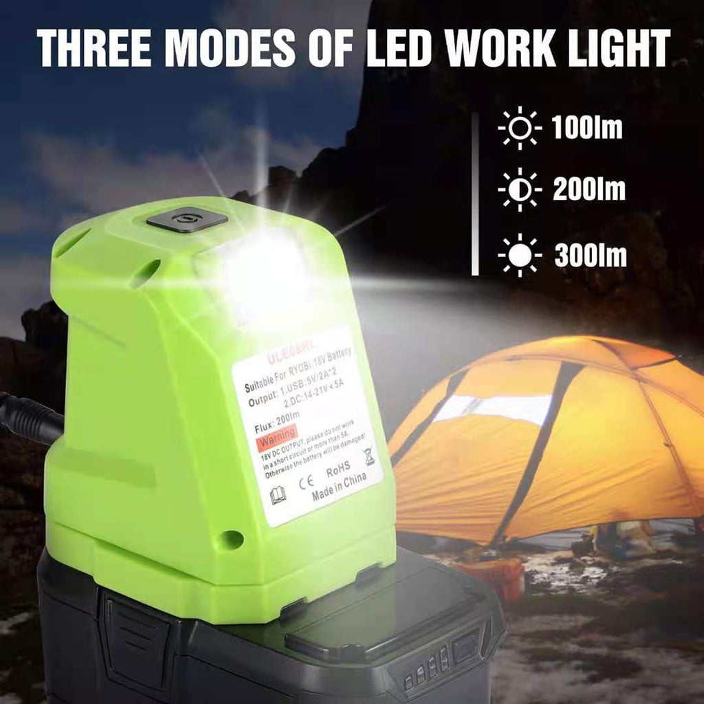 200LM DIY Batterie Adaptateur W/Bouton For Ryobi Un 18V Avec 3W LED Lumière 