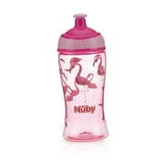 Nuby Thirsty Kids Tritanfree Flow Pop Up Super Slurp Water Bottle, Flamingo, 1 Pack, 12 Oz