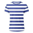 thumbnail image 2 of MNCEKFOD Men's Basic T Shirts Color Blocked Striped Sailor Striped Casual Trendy Round Neck Short Sleeved Tee Shirt for Men Blue L6, 2 of 3