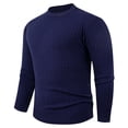 thumbnail image 1 of RXMEKW Elastic Knit Sweater for Men, Solid Color Round-Neck Long Sleeve Pullover, Polyester, Black L, 1 of 4