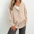 thumbnail image 6 of Craaazy Oversized Sweatshirts for Women Solid Color Hooded Button Long Sleeve Tops Gifts, 6 of 7