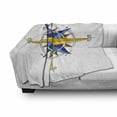 thumbnail image 3 of Compass Soft Flannel Fleece Blanket, Colorful Vivid Design Windrose Marine Life Theme Sailing Journey Directions, Cozy Plush for Indoor and Outdoor Use, 60" x 80", Yellow Night Blue, by Ambesonne, 3 of 6