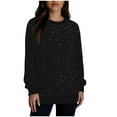 thumbnail image 5 of Hinvhai Mens Glitter Sequin Crew Neck Sweatshirt Long Sleeve Plain thermal Pullover Top Oversized Fashion Fall Casual Wear Black XXXL(XXXL), 5 of 9