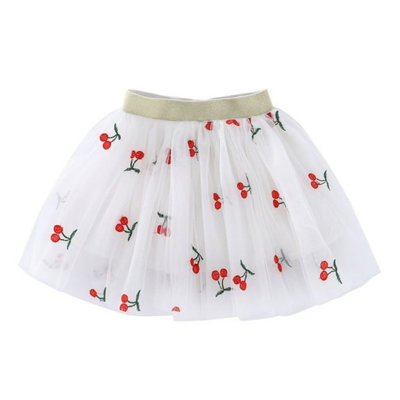 IROINNID Toddler Girls Tutu Skirts Cute Party Dance Skirts Strawberry Print Net Yarn Skirts Children Girls Tulle Princess Dressy Skirt