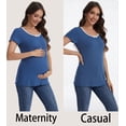 thumbnail image 2 of Casual Ribbed Scoop Neck Short Sleeve Maternity Top, 2 of 8