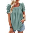 thumbnail image 1 of Blusa Mangas Largas Camisa ahuecada para mujer Camiseta ajustada de manga corta abombada Tops de verano Kuymtek Verde T XL para Mujer, 1 of 7