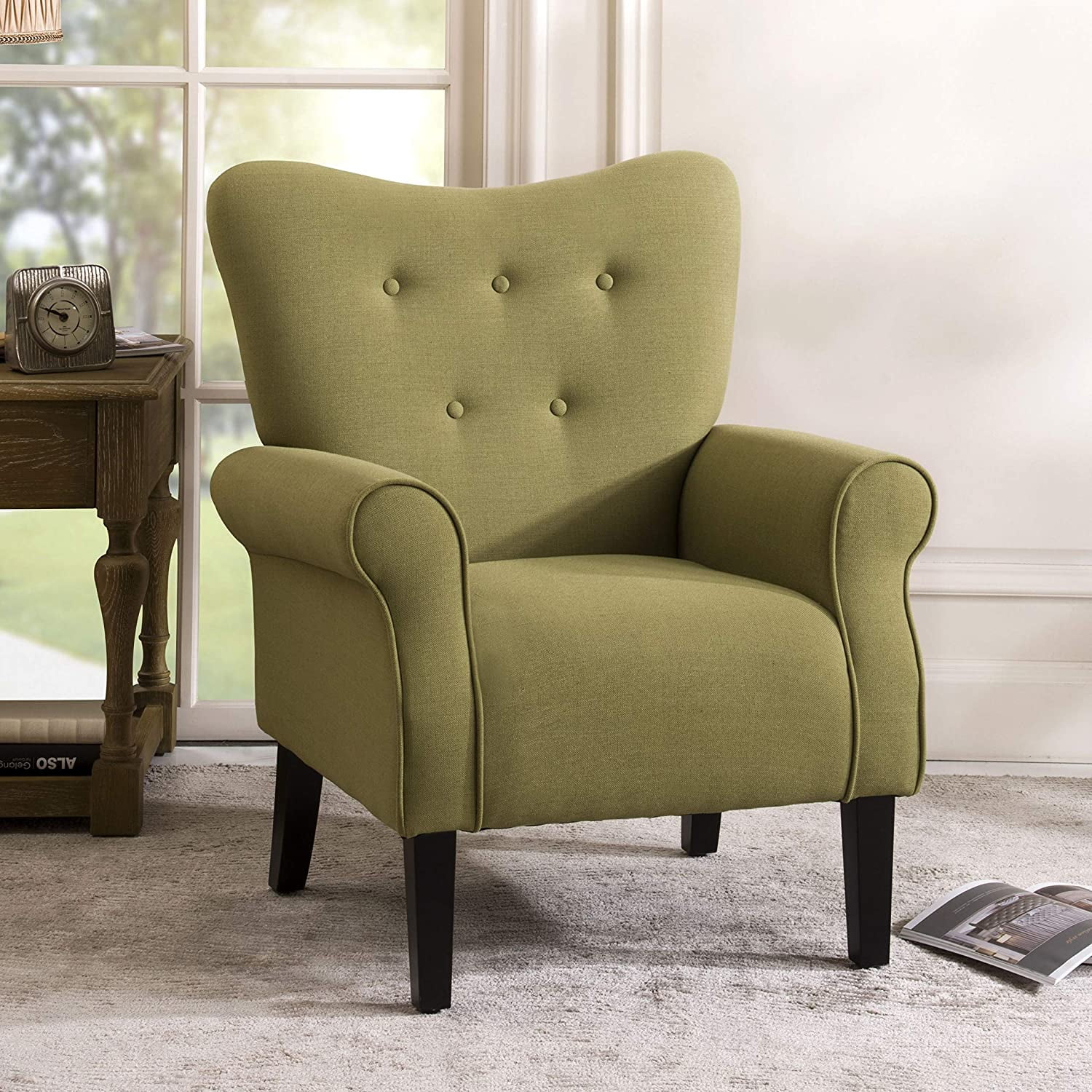 Modern Accent Chair Single Sofa Comfy Fabric Upholstered Arm Chair