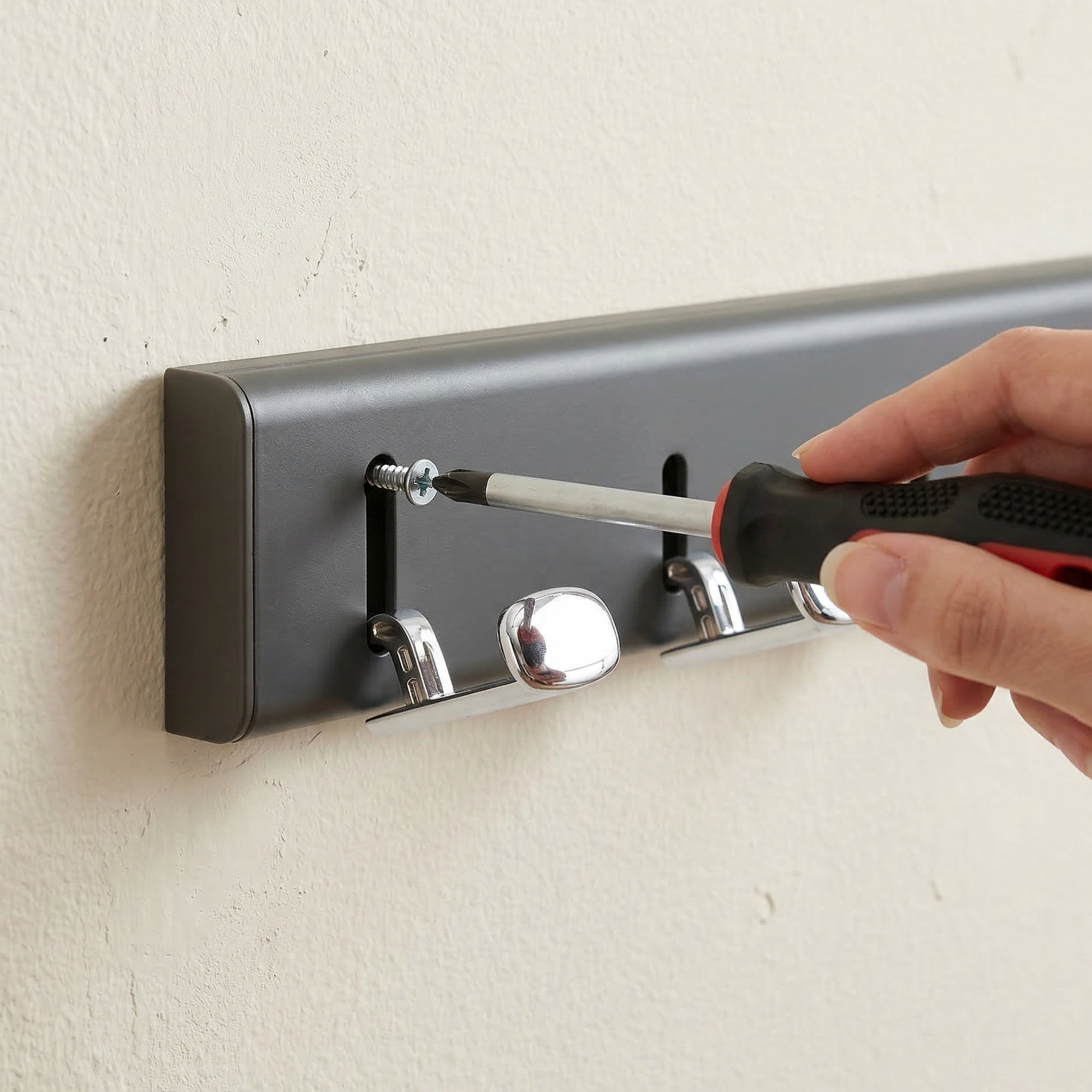 Unique Bargains Coat Rack Wall Mount Aluminum Hook for Entryway Gray 14.2"x2.2"