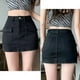 thumbnail image 5 of Falda vaquera ajustada de cintura alta Rimocy para mujer, minifalda cruzada de verano 2024, falda vaquera corta ajustada con abertura lateral sexy para mujer, 5 of 6