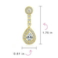 thumbnail image 4 of Bling Jewelry Womens Teardrop Halo Pave CZ Dangle Statement Clip On Earrings Gold, 4 of 6