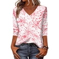 thumbnail image 4 of Ladies 3/4 Sleeve Fashion Tops Halloween V Neck Fall Outfits Pumpkin Print Shirts, 4 of 6