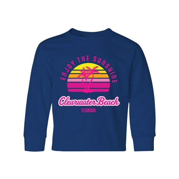 Inktastic Summer Enjoy the Sunshine Clearwater Beach Florida in Pink Long Sleeve Youth T-Shirt