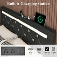 thumbnail image 4 of E-Motie Full Size LED Bed Frame with 4 Storage Drawers , Upholstered Platform Bed Frame with Outlets and Charging Ports, PU Leather, Black, 4 of 12