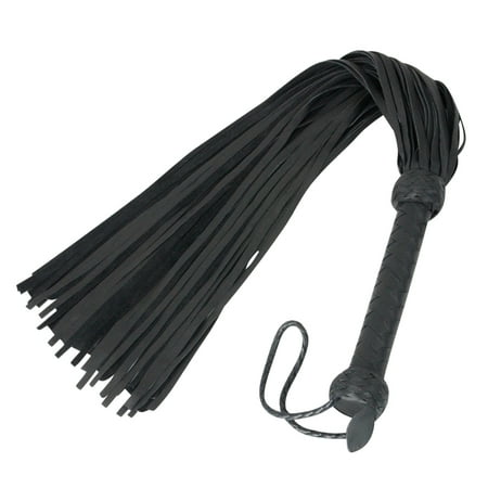 Black Genuine Cow Skin Mild Leather Flogger with 50 thick Tails whip