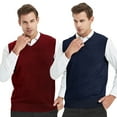 thumbnail image 2 of TOPTIE 2 Pack Window Clerk Sweater Vests For Men, Work Uniform Cotton V-Neck Sweater Vests-NAVY WINERED-L, 2 of 8