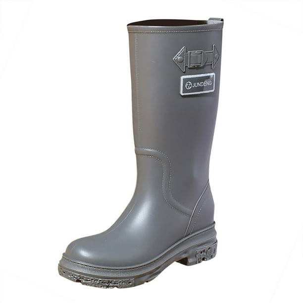 nsendm Female Shoes Adult Extra Wide Calf Rain Boot Heeled Rain