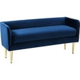 thumbnail image 2 of Home Square 2 Piece Contemporary Velvet Bench Set in Navy Blue, 2 of 5