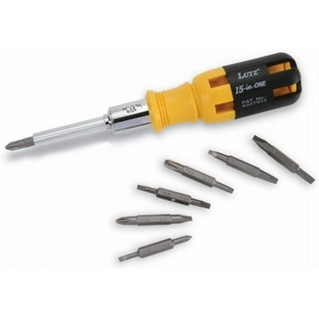 Lutz 21003 Yellow/Black 15-in-1 Ratchet Screwdriver
