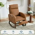 thumbnail image 4 of OUTGOODS Nursery Rocking Chair w/ Footrest, Teddy Gray/PU Brown, Wood Leg Options, 4 of 8
