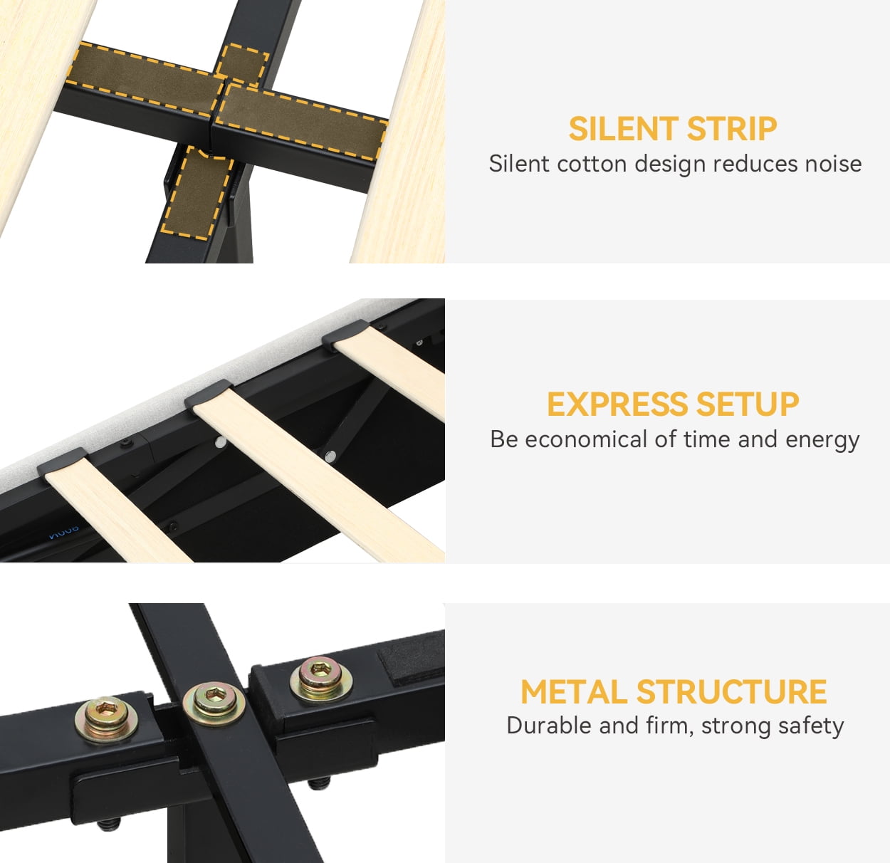 Dextrus King Size Bed Frame with Spacious Storage Drawers, Integrated Charging Ports