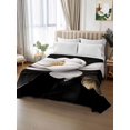 thumbnail image 2 of Gorgeous Flowers Flat Sheet Only Twin Size, Soft Breathable Bed Top Sheets for Mattress, White Gold Floral Botanicals Black Luxury Bedding Flat Sheets for Home Hotel Bedroom Bed Protection, 2 of 9