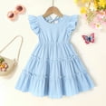 thumbnail image 2 of Tiny Cutey Toddler Baby Girl Dress Summer Ruffle Sleeve Solid Beach Boho Dresses Sundress Clothes for 2-3T, 2 of 6