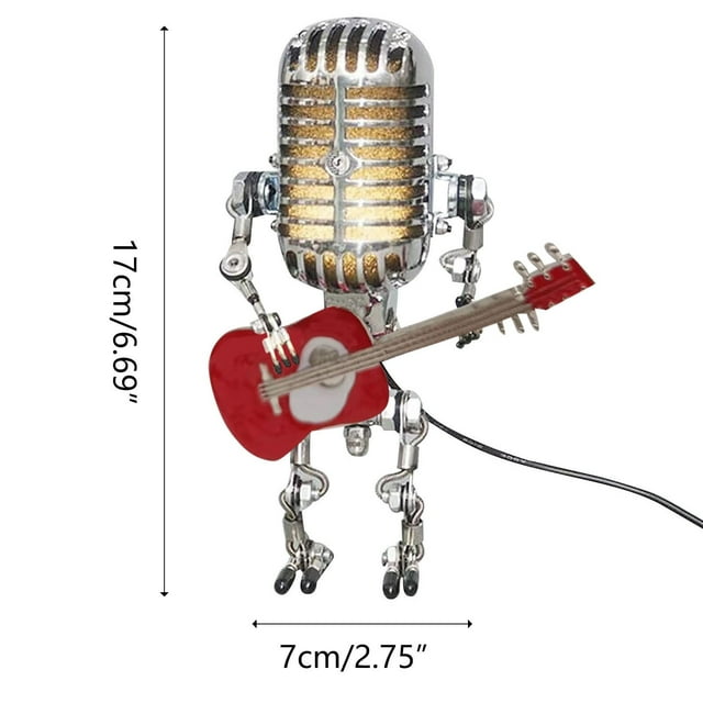 Pompotops Vintage Microphone Robot Table Art Home Desktop Decoration Clearance