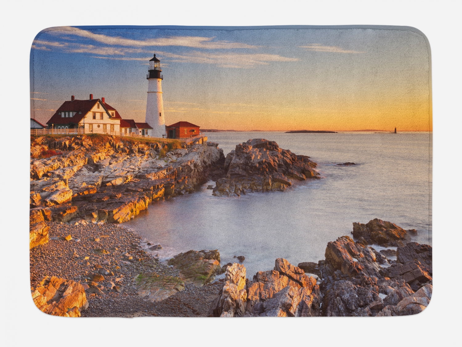 United States Bath Mat, Cape Elizabeth Maine River Portland Lighthouse
