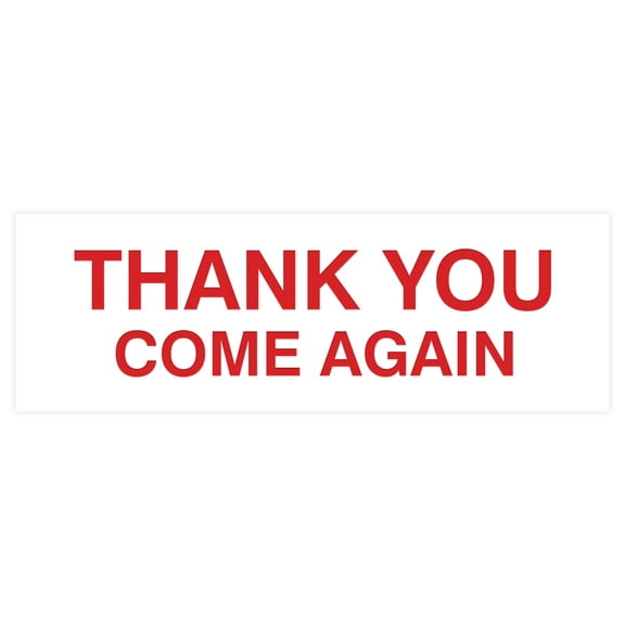 Basic THANK YOU COME AGAIN Sign (White/Red) - Small