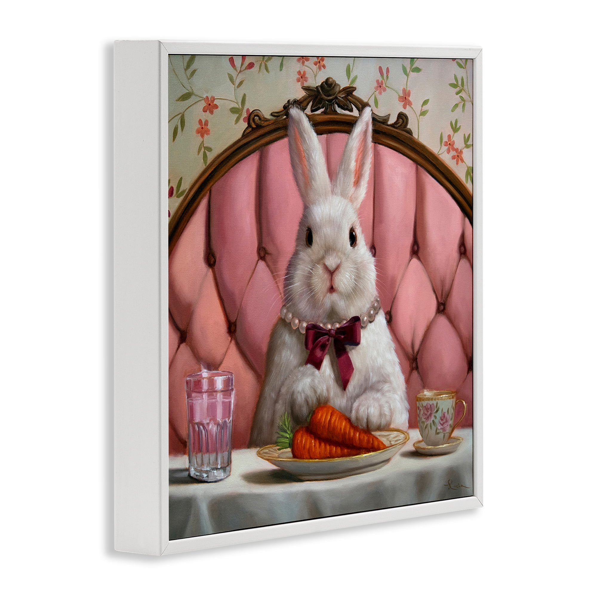 Stupell Industries Bun Appetit Rabbit Dining White Framed Giclee Art, design by Lucia Heffernan