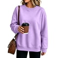 thumbnail image 2 of Womens Casual Tops Solid Color Crewneck Sweatshirt Long Sleeve Loose Fit Pullover Shirts Fashion Basic Tops, 2 of 5