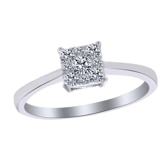 AFFY White Natural Diamond Square Ring In 10k White Gold (0.25 Cttw)