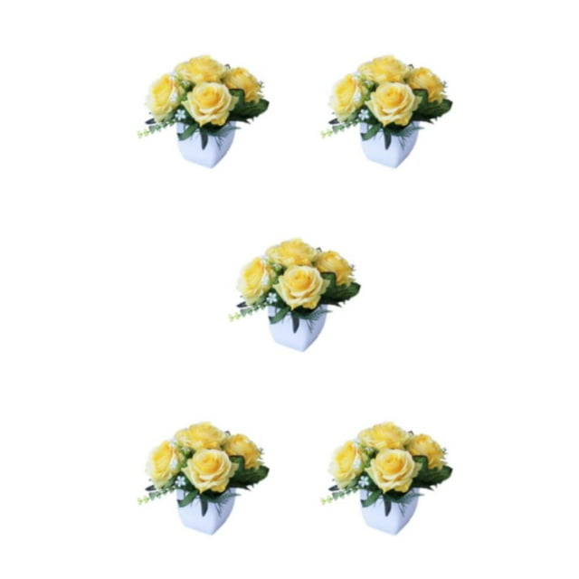 Baohd 1/2/3/5 Realistic Artificial Plant For Party Decor - Low Maintenance Wide Application Exquisite Crafted Potted Plant Flower Yellow 5PCS