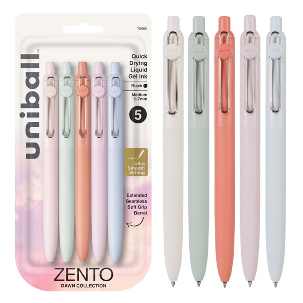 Bolígrafos de tinta gel Uni-Ball Zento 0.7mm negros (x5)