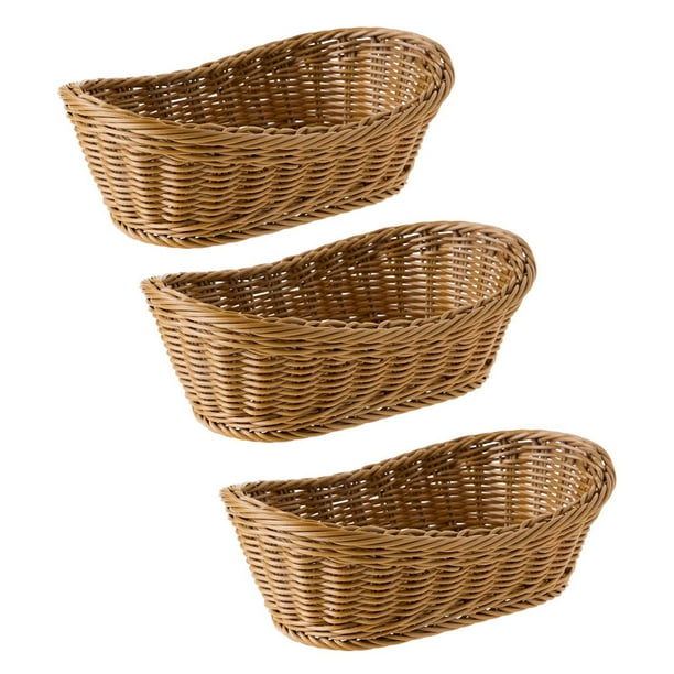 3X Cesta Tejida Ovalada de Mimbre Cesta de Pan Cesta de Servir, Cesta de Almacenamiento de 11 Pulgadas