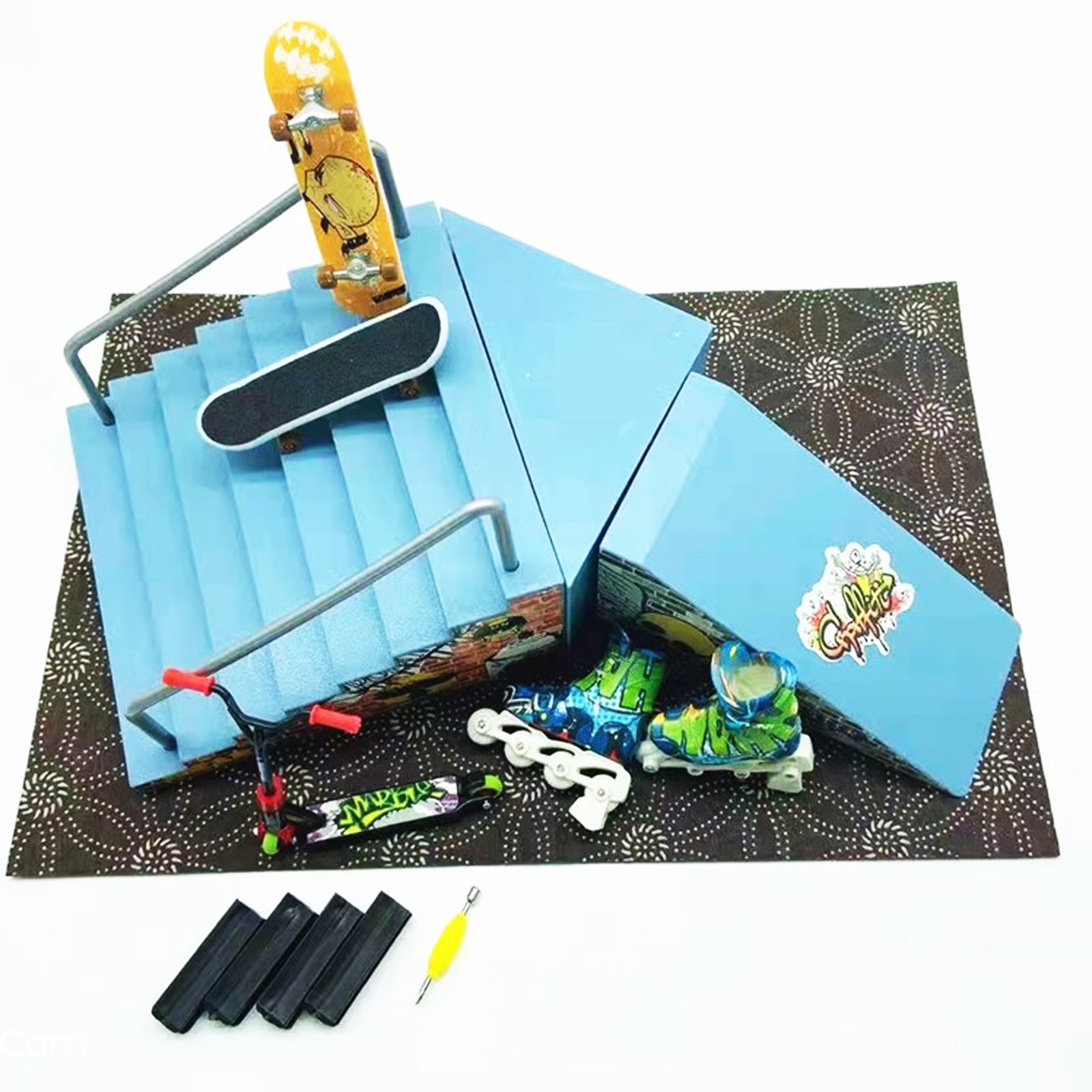 Finger Skateboard Ramp Set,Fingerboard Skate Park Kit with Fingerboard