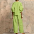thumbnail image 5 of Two Piece Outfits for Women Zip Front Top Wide Leg Pants Set Casual Summer Matching Set Loose Fit Tracksuit,Green M, 5 of 5