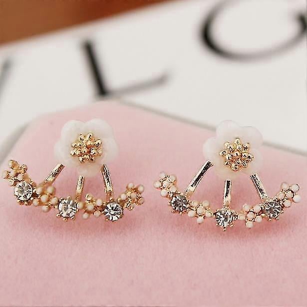 Accesorios de moda para mujer, pendientes de botón de cristal, pendientes de flores, bisutería dorada, joyería de plata