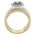 thumbnail image 2 of 10K Gold Natural Mystic Topaz 3-Piece Ring Set Two-tone Round 6mm Halo Diamond, size 6, 2 of 4