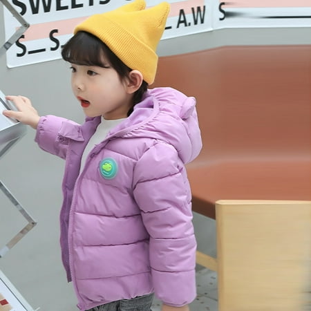 

DENGDENG Toddler Baby Child Children Kids Zip Up Hooded Thicken Coat Long Sleeve Padded Outerwear Winter Warm Clothes 2Y-8Y