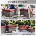 thumbnail image 6 of Giantfurnni 2 Peices Patio Rattan Ottomans, Outdoor Wicker Footrests with Cushions for Porch Backyard Deck, 6 of 7