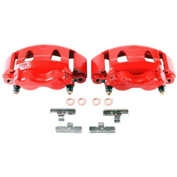Power Stop Front Pair of Red Powder Coated Calipers S4614