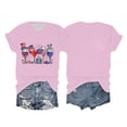 thumbnail image 2 of T Shirts for Women Independence Day Glass Print Short Sleeve Round Neckline Refreshing Breathable Resistant Daily Pink T-Shirts Sizes S, 2 of 4