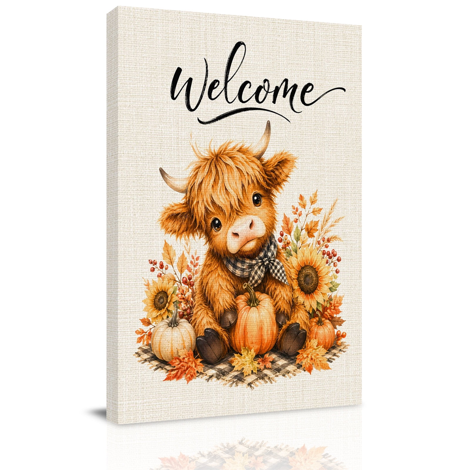Canvas Wall Art Welcome Fall Framed Canvas Prints for Bedroom Bathroom Thanksgiving Pumpkins Botanical Retro Gallery Wrapped Wall Decor for Home Office Gifts 11 x14 Ship Next Day