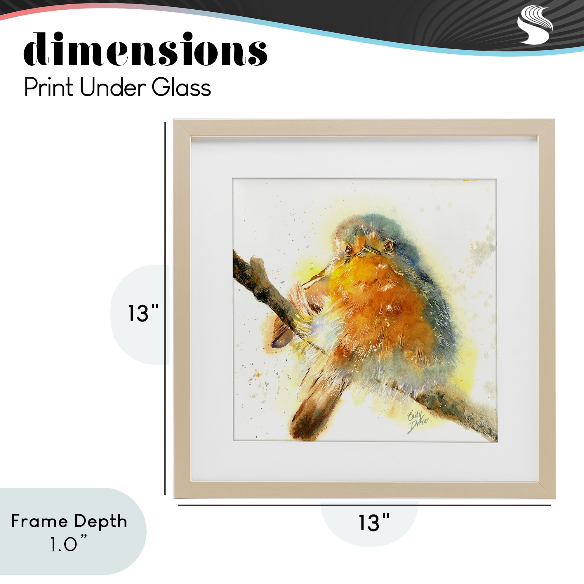 Stupell Industries Seated Songbird Watercolor Birch Framed Print Under Glass, design by Cady Driver