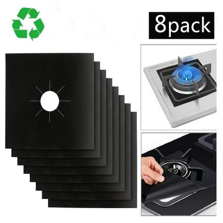 Top Knobs 8-Pack Reusable Gas Stove Burner Covers, Non-Stick Stovetop Burner Liners Gas Range Protectors for Kitchen- Size 10.6” x 10.6”-Double Thickness 0.2mm, Cuttable, Dishwasher